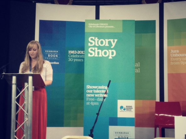 Me reading "Here Be Dragons", an extract from my novel-in-progress, at the Edinburgh International Book Festival
